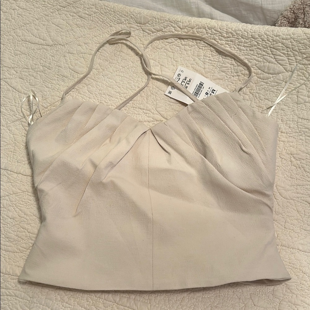 Zara Tan Ruched Bustier Camisole
